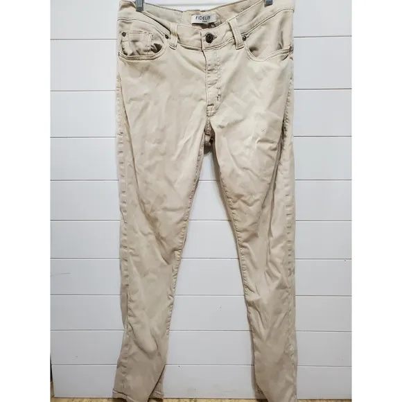 Fidelity mens size 31 Torino tan denim jeans stretchy tencel cotton elastane