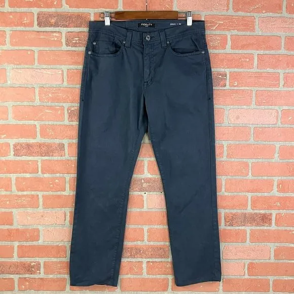 Fidelity Denim Jimmy Havana Blue Slim Straight Leg Twill Pants Men's Size 34x29
