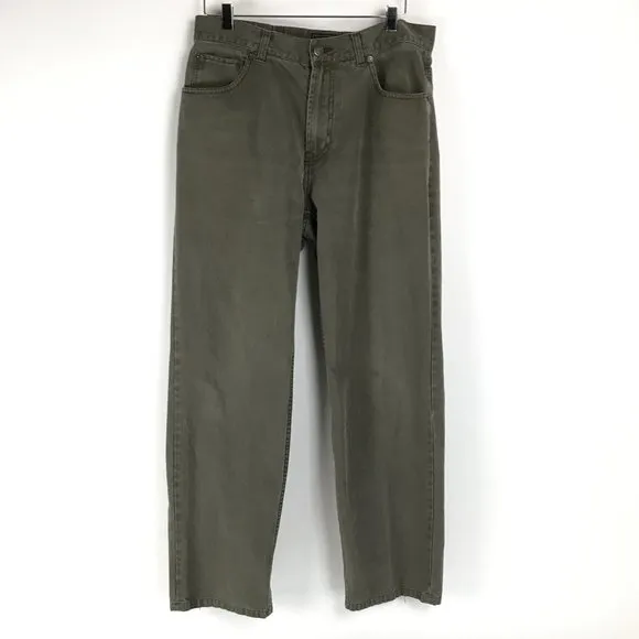Filson 5 Pocket Pants Men's Size 33 Olive Green Distressed 100% Cotton