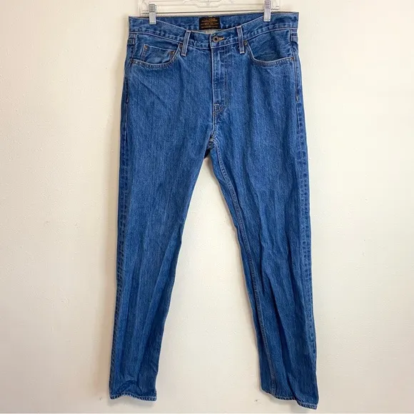 Filson Men's Rail Splitter Washed Denim Jeans Blue Size 34 x 34