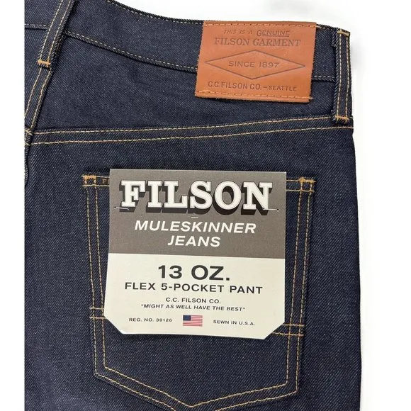Filson Muleskinner Straight Leg Jeans Raw Indigo 13 Oz Denim Mens 32x33 USA Made
          
      NWT