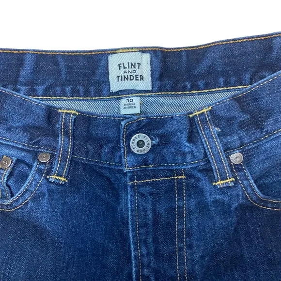 Huckberry Flint and Tinder Mens Jeans Straight Tapered Fit Blue Denim Size 30
