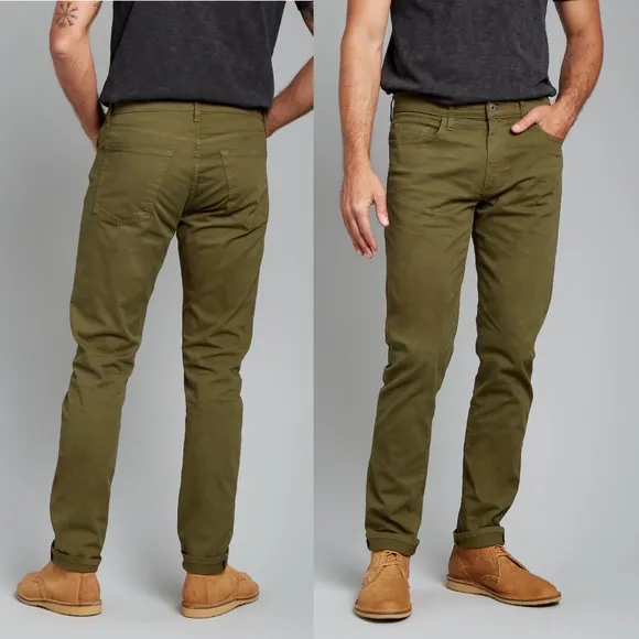 Flint and Tinder 365 Pant Tapered Slim Jeans Olive Green 36 x 32 Mens Preppy