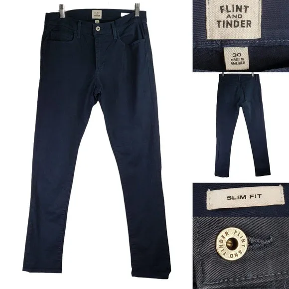 Flint and Tinder 365 Blue Slim Straight Leg 30X33 Pants Cotton Stretch
