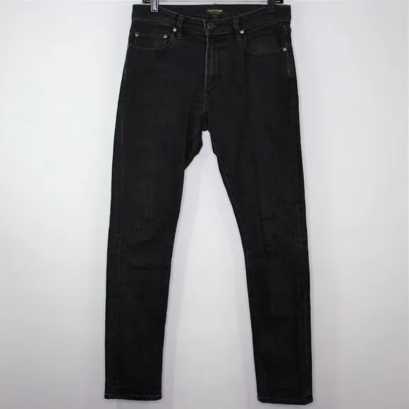 Flint And Tinder Mens 30 x 32 Slim Tapered Black Jeans H569