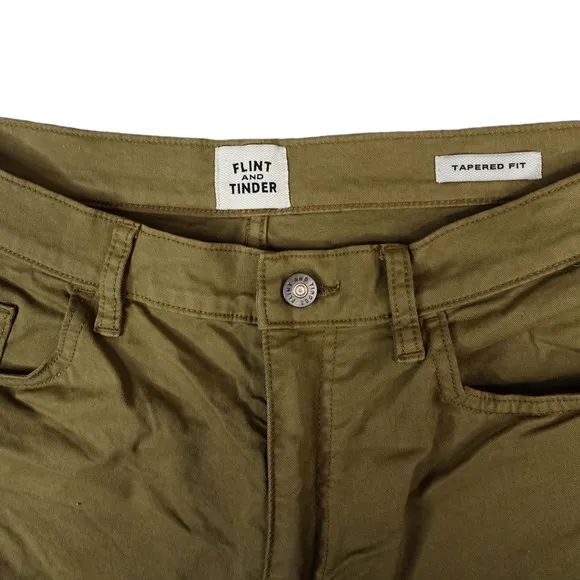 Flint Tinder Pants Mens Beige 33x29 Tapered Fit Denim Casual Stretch