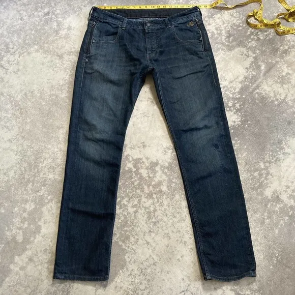 Flying Machine Mens Denim Jeans Dark Wash Straight Leg Size 36