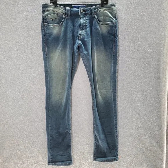Flying Machine Men Jeans 36x32 Blue Label Denim Euro Line Slim Tapered Mid Rise