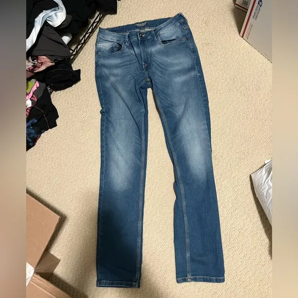 Flying machine designer denim blue jeans 34”x 30”