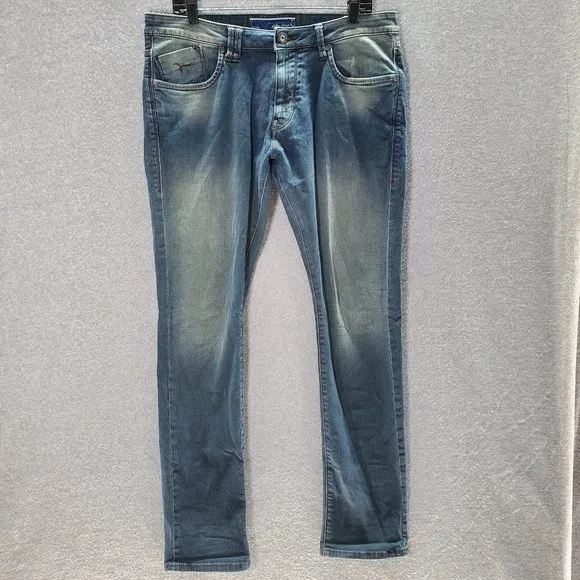 Flying Machine Men Jeans 36x32 Blue Label Denim Euro Line Slim Tapered Mid Rise