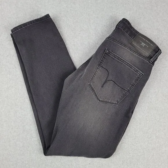 Flying Machine Jeans Mens 30x29 Slash Slim Tapered Mid Rise Comfort Thigh Black