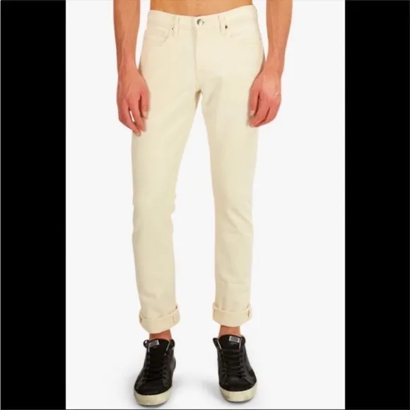 Frame Denim Off White Oat LeHomme Slim Mid Rise Slim Fit Jeans Sz 33 or 34 Waist
          
      Boutique