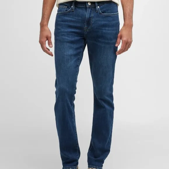 FRAME L'HOMME SKINNY DARK WASH STRETCH RECYCLED DENIM SLIM FIT JEANS 33 SHORT