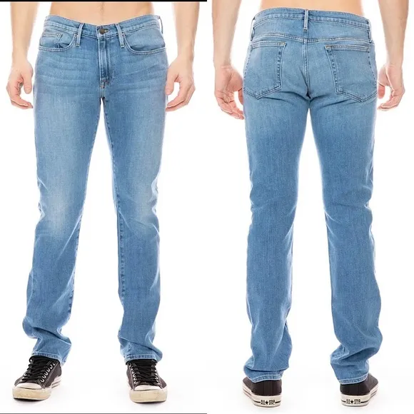 $205 FRAME L'Homme Slim Fit Jeans Mens Size 38 Jaden Blue Denim Mid-Rise Noland
