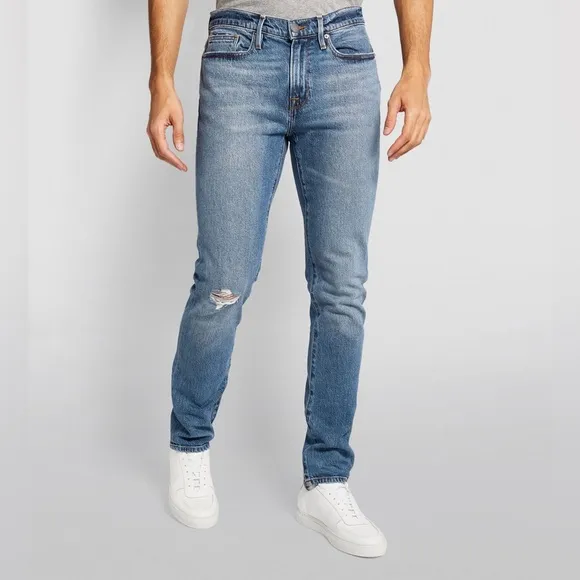 Men’s FRAME L'Homme Light Wash Knee Rip Skinny Jeans Size: 40