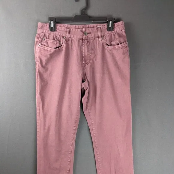 Frank & Oak Jeans Men 30x32 Maroon Denim Taper Fade Zip Work Professional Pant