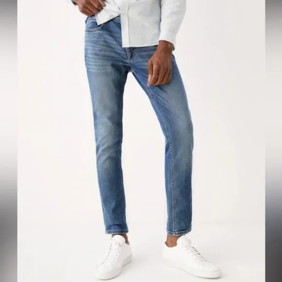 𝅺FRANK and oak tyler skinny jeans men’s light wash denim ripped knee 31X32