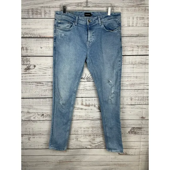 Frank & Oak Tyler Skinny Jeans Light Wash Stretch 33x32
