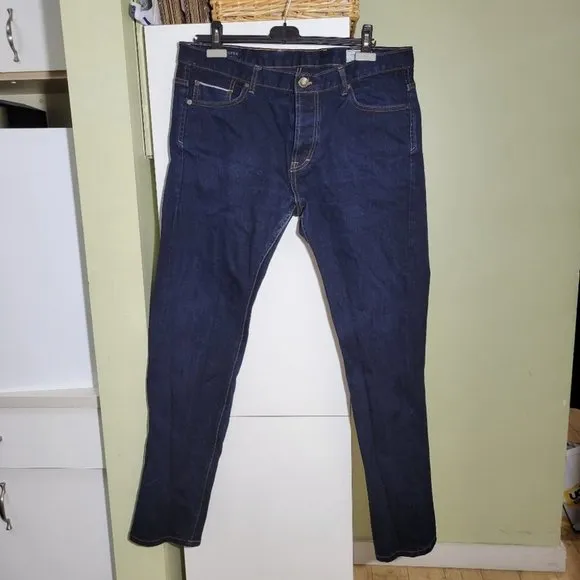 FRANK & Oak the cooper slim fit straight leg dark denim jeans size 38 x 34