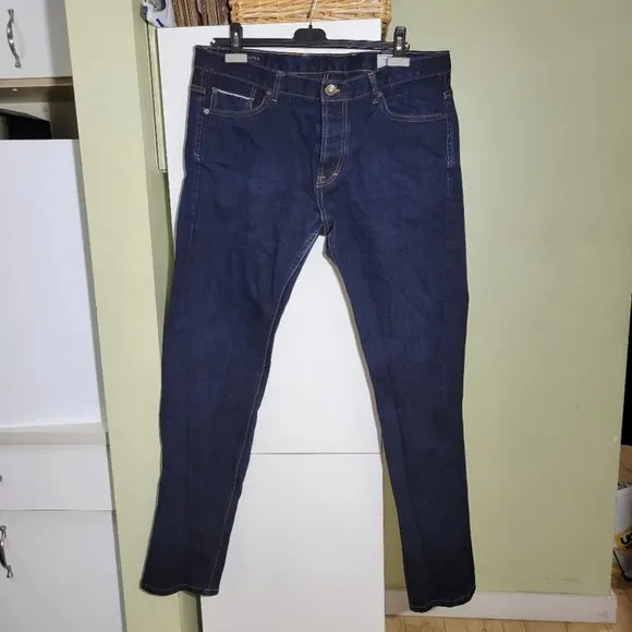 ❤️ 3 for $35 FRANK & Oak cooper slim fit straight leg dark denim jean 38 x 34