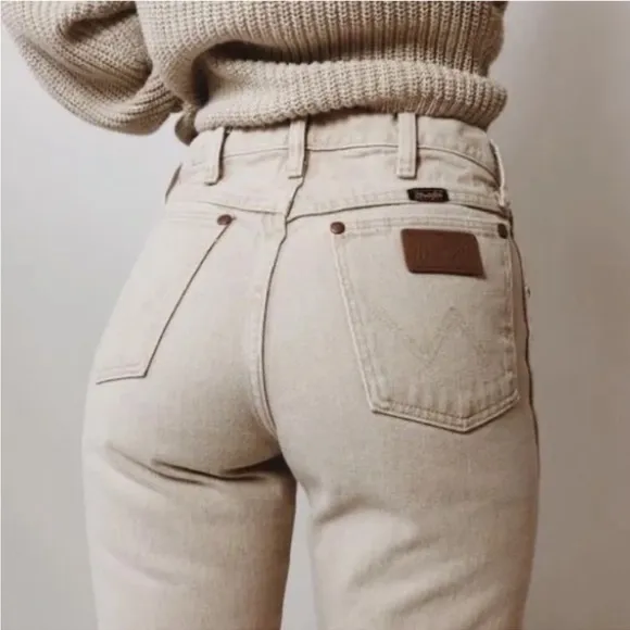 Vintage Wrangler Cream Denim Jeans USA 33