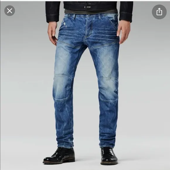 Men’s G Star Bike 3D Low Tapered Washed Denim