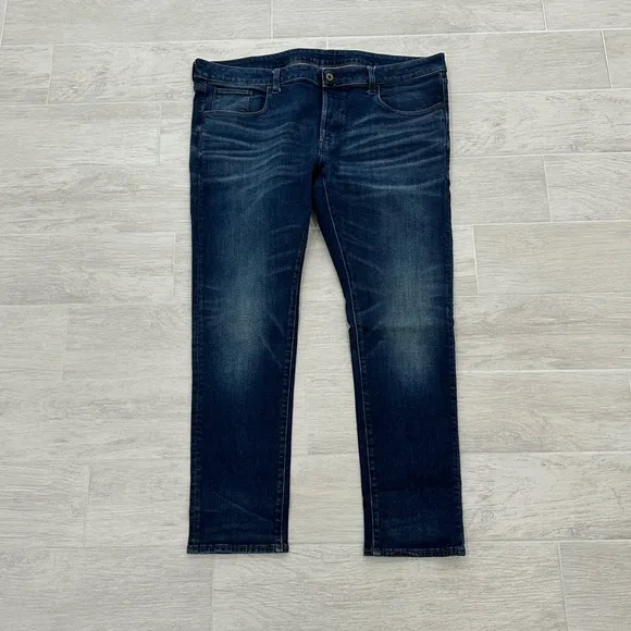G-Star Raw 3301 Deconstructed Slim Straight Dark Wash Denim Jeans Men’s Size 40