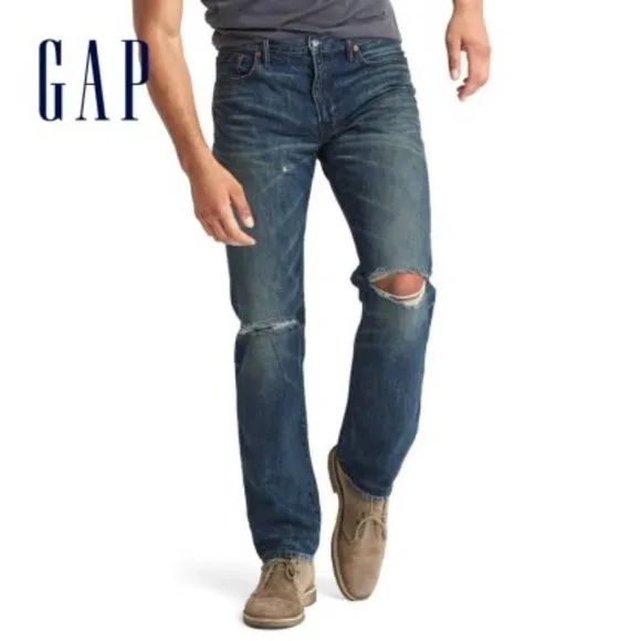 Gap Straight Destructed Jean 30/34 Tinted Medium
          
      NWT