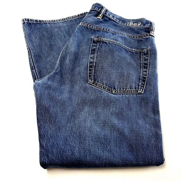 Gap 1969 Loose Blue Stone Wash Jeans 39/30 High Rise Tagged 38/30