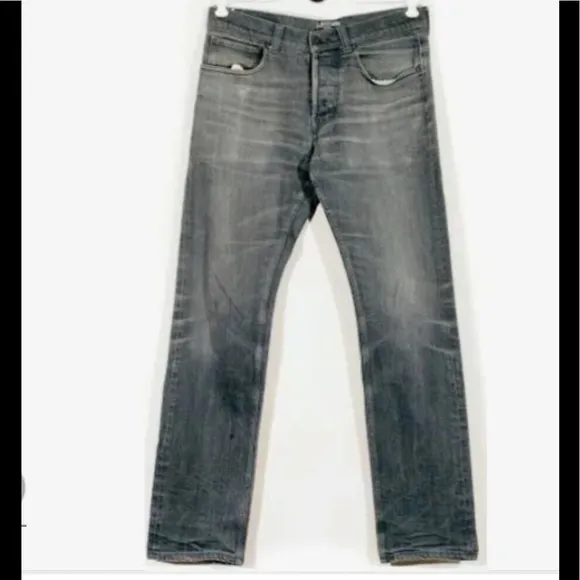 Men’s Gilded Age Morrison gray slim straight, button fly jeans. Size 32.