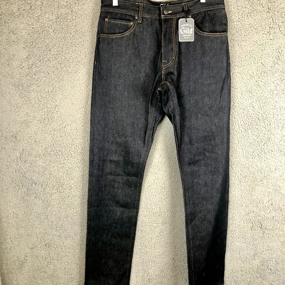 NWT Gilded Age Mens Blue Selvedge Button Fly Straight Leg Jeans Size 32x34
          
      NWT