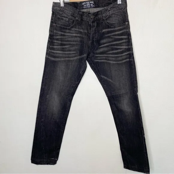 Gilded Age Inc Superior Denim Black Jeans Mens Size 30 with Whiskering