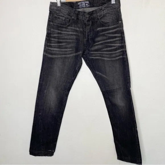 Gilded Age Inc Superior Denim Black Jeans Mens Size 30 with Whiskering