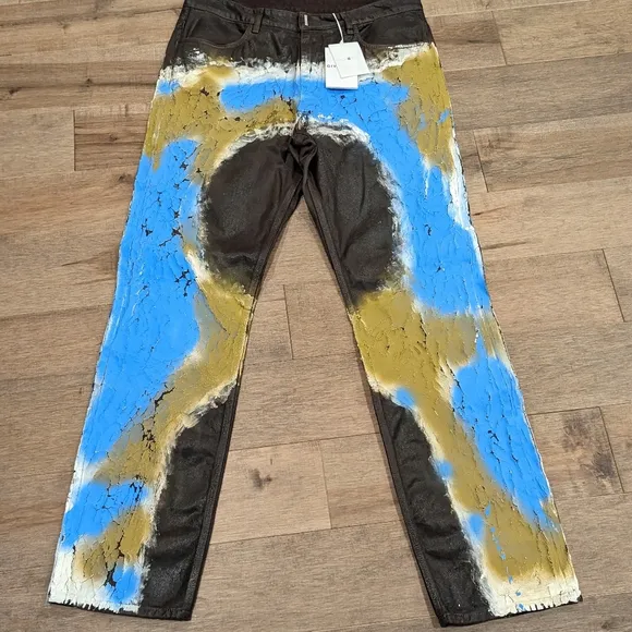 Mens Givenchy Paint Distressed Nonstretch Jeans Brown/Painted
          
      NWT