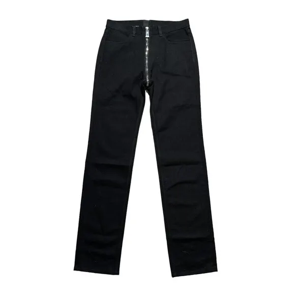 $890 Runway crotch split zip denim