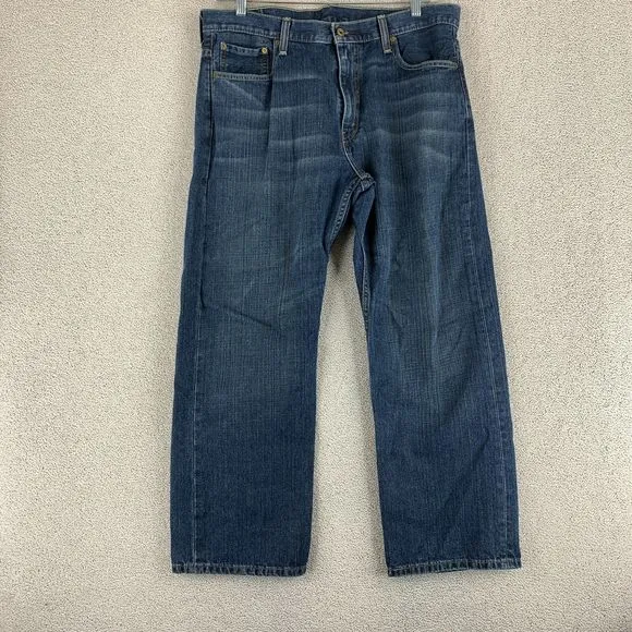 Levi's 569 Loose Straight Jeans Men's W36xL30 Blue Whisker 5-Pocket Dark Wash