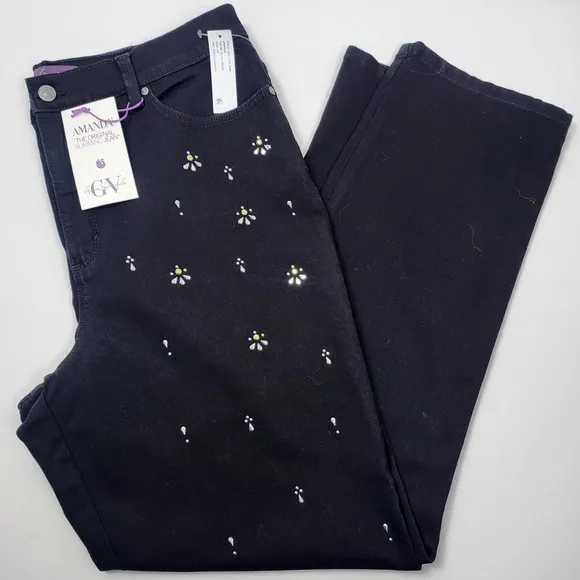 Gloria Vanderbilt Amanda Women Slim Fit Straight Leg Jean Black Rinse Size 16
              
      NWT