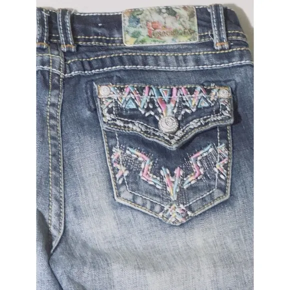 Grace in LA Girls Boot Cut Thick Stitch Designer Denim Jeans Size 16 x 29