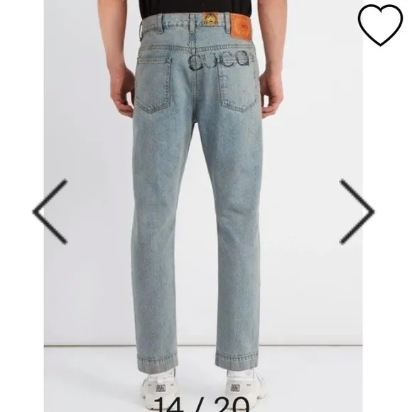 GUCCI Coco Capitán Embroidered Cropped Jeans In Blu Like New
