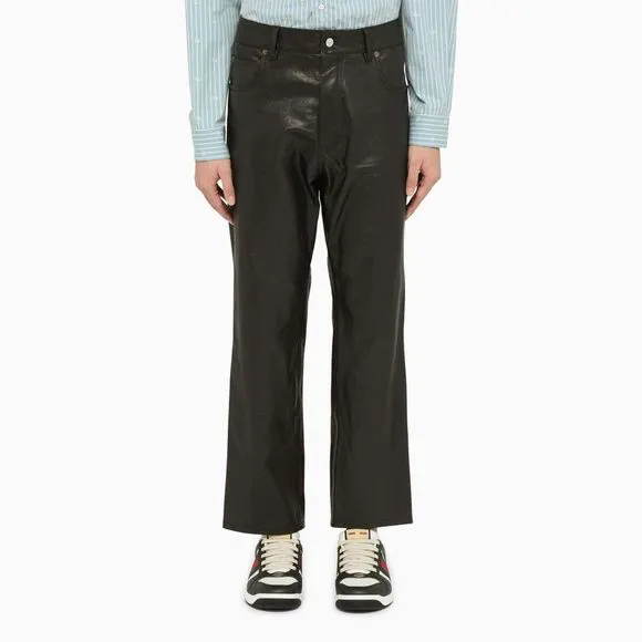 GUCCI Black leather five-pocket trousers
          
      NWT