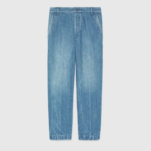 size 50 L - Gucci Washed Jeans Organic Denim Pant with Patch Blue
              
      NWT