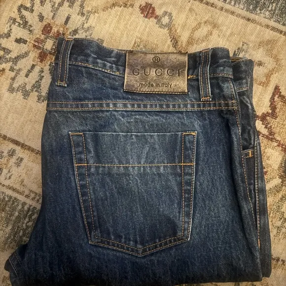 Gucci Blue Jeans Classic Straight Leg Design