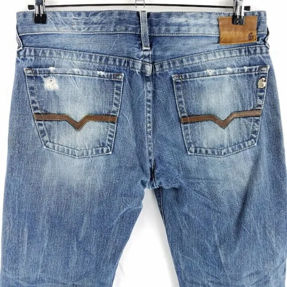 Guess Premium Rebel Straight Leg Distressed Button Fly Jeans 35x33 (Tag 34)