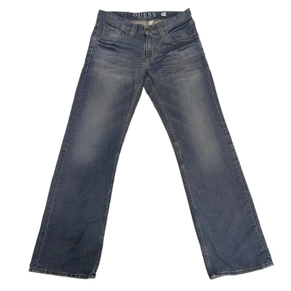 Guess Mens Jeans Size 30 X 30 Straight Leg Blue Denim Desmond Relax Medium Wash
