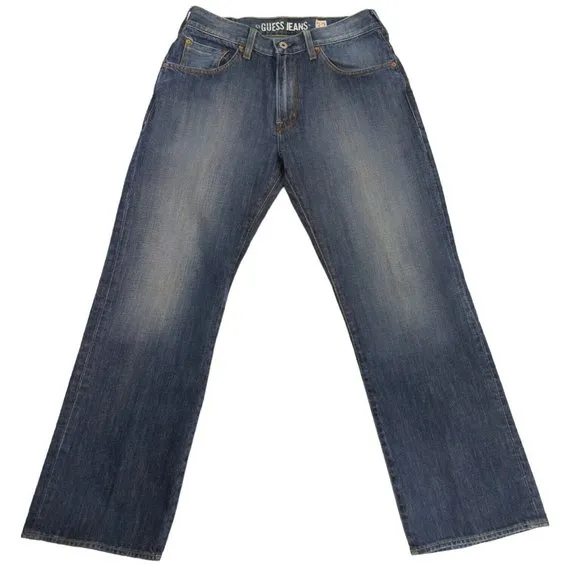 Mens GUESS Jeans Blue Size 32x30 The Dean Straight Leg Cotton Denim Blue EUC