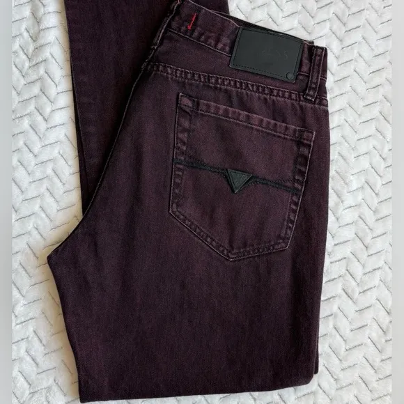 Guess Slim Red and Black Jeans with Unique Style