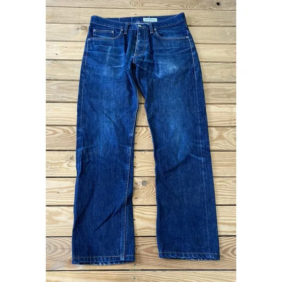 GUSTIN Men's Dark Washed Straight Leg Jeans 33x30
