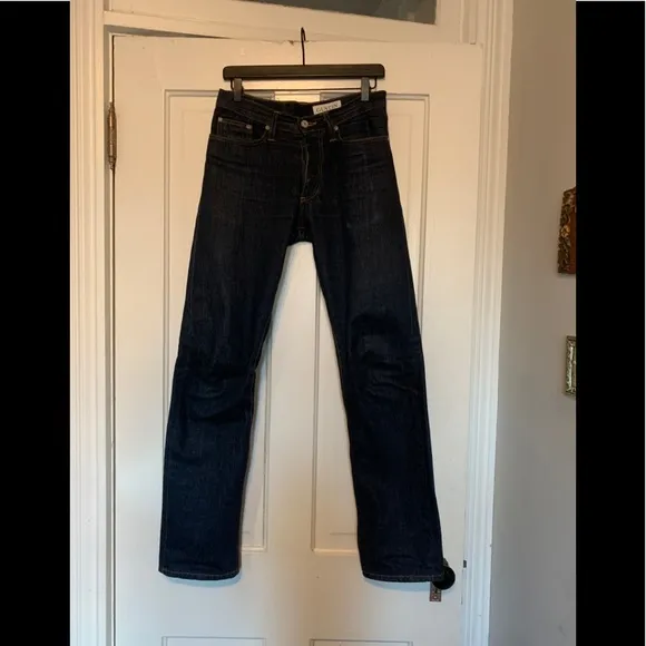 Gustin California Straight Raw Selvedge Blue Denim Jeans Men's Size 31 X 33 Rigi