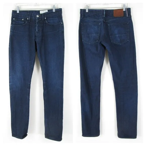 Gustin Slim Fit Button Fly Dark Wash Raw Straight Jeans 32