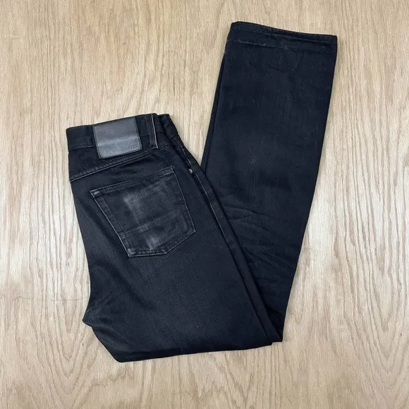 Mens GUSTIN Denim Italy BlackXBlack #167 Straight Fit Selvedge Jeans 31 x 30